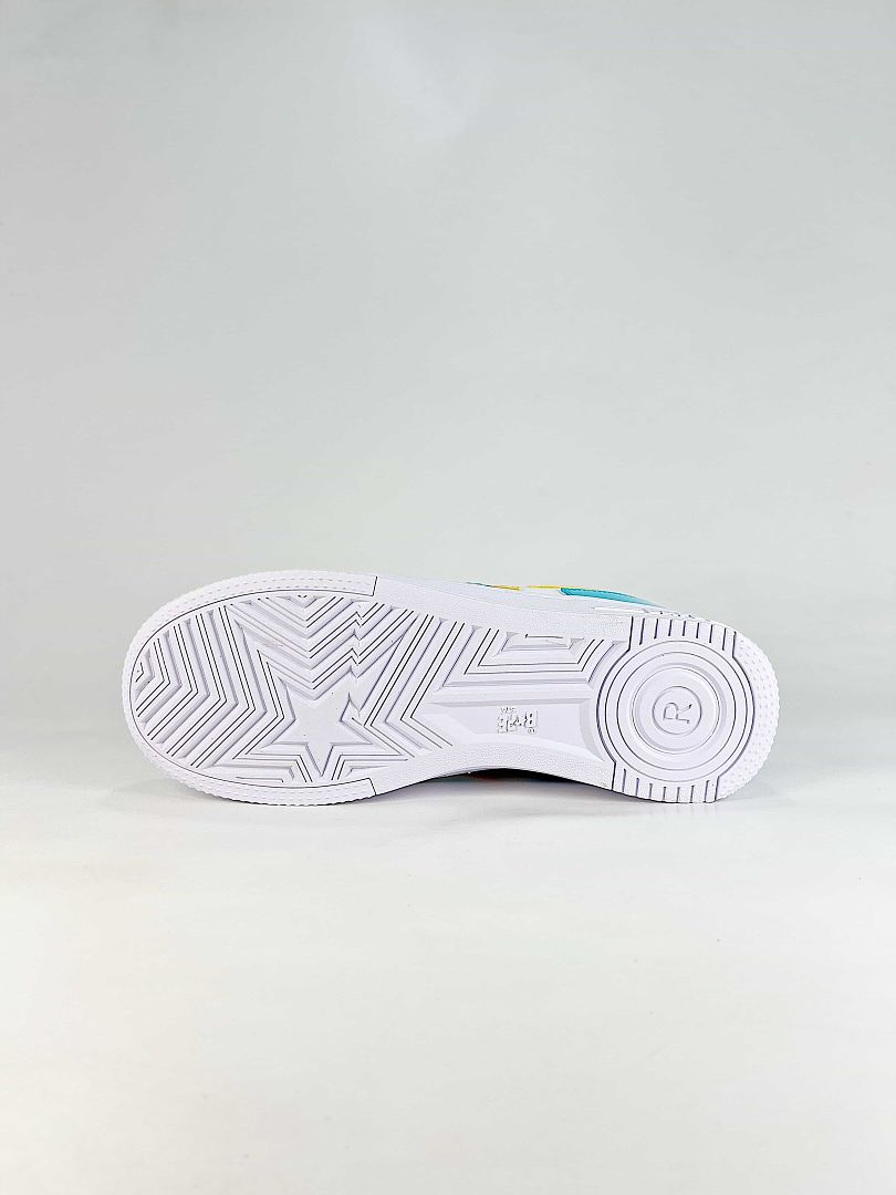 BAPE STA Low White Blue Yellow Sneakers