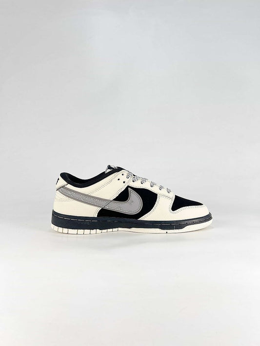 Nike Dunk SB Low DN3168-004 Patterned Swoosh Sneakers White Black Silver