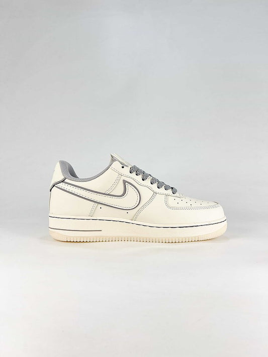 Nike Air Force 1 07 Low SM6668-133 Tonal Logo Detail Sneakers Cream Gray