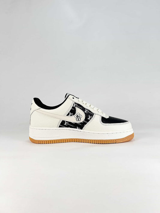 Nike x Louis Vuitton Air Force 1 07 Low WY0655-110 Monogram Graphic Sneakers White Black Gum