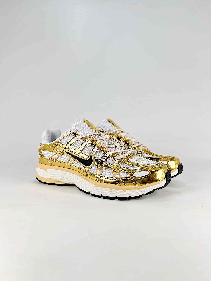 Nike P6000 IF1787100 White Gold Black Retro Running Inspired Lifestyle Sneakers