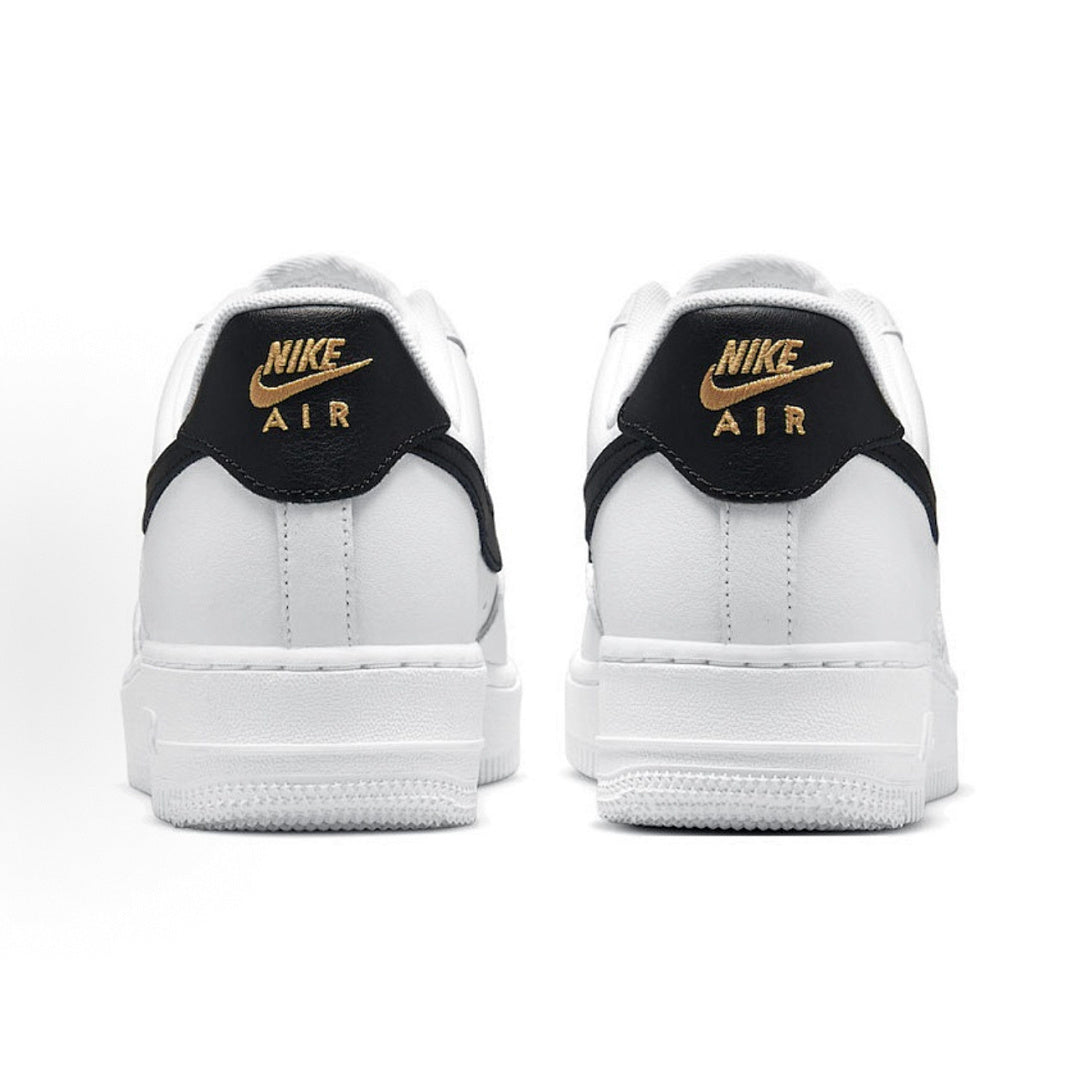 Nike Air Force 1 White Black Metallic Gold Sneakers