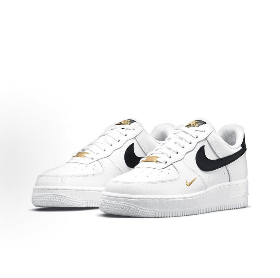 Nike Air Force 1 White Black Metallic Gold Sneakers