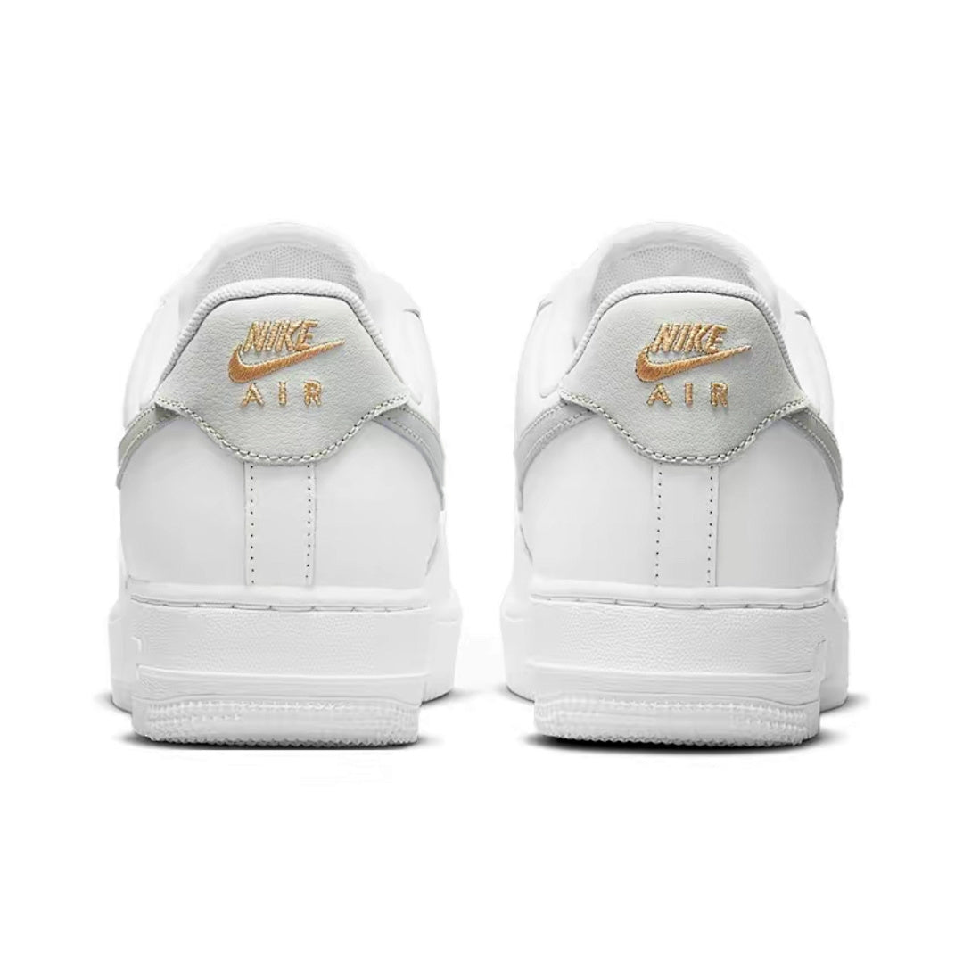 Nike Air Force 1 White Metallic Silver Gold Sneakers