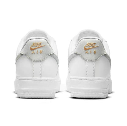 Nike Air Force 1 White Metallic Silver Gold Sneakers