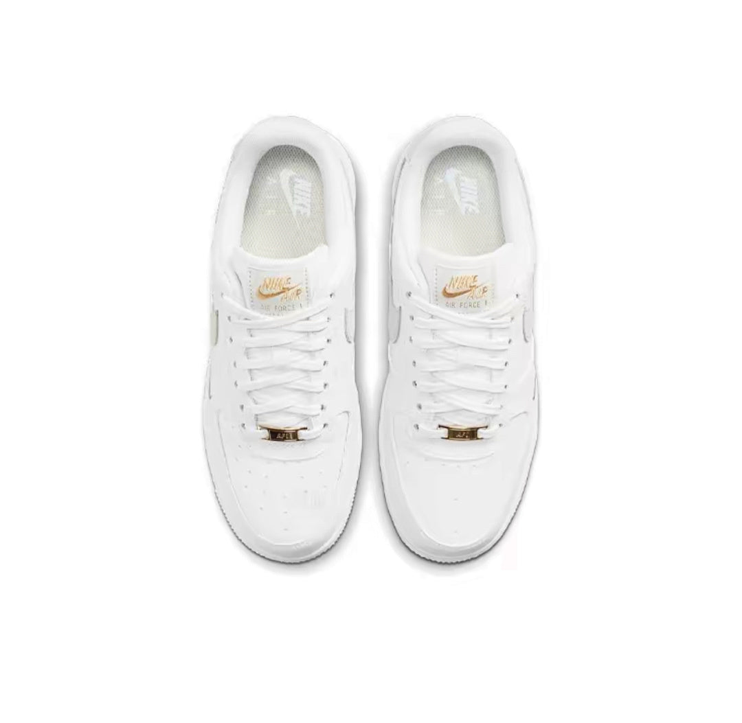 Nike Air Force 1 White Metallic Silver Gold Sneakers