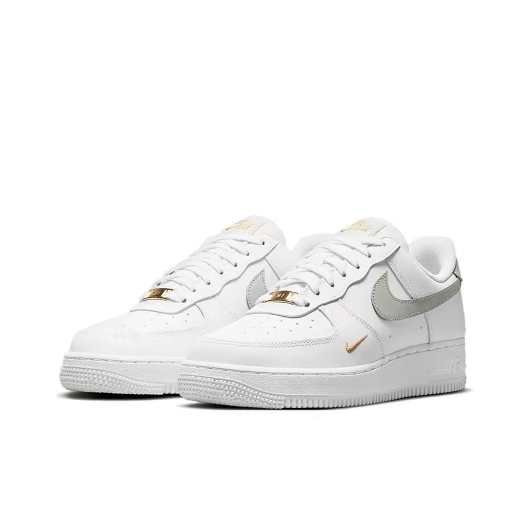 Nike Air Force 1 White Metallic Silver Gold Sneakers