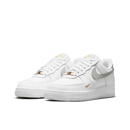 Nike Air Force 1 White Metallic Silver Gold Sneakers