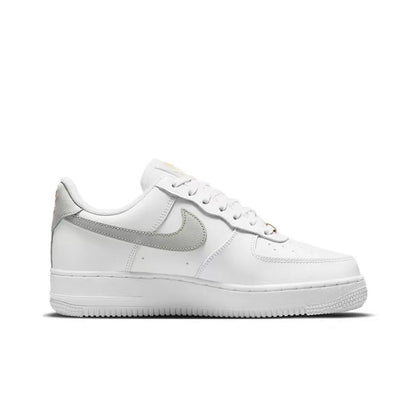 Nike Air Force 1 White Metallic Silver Gold Sneakers