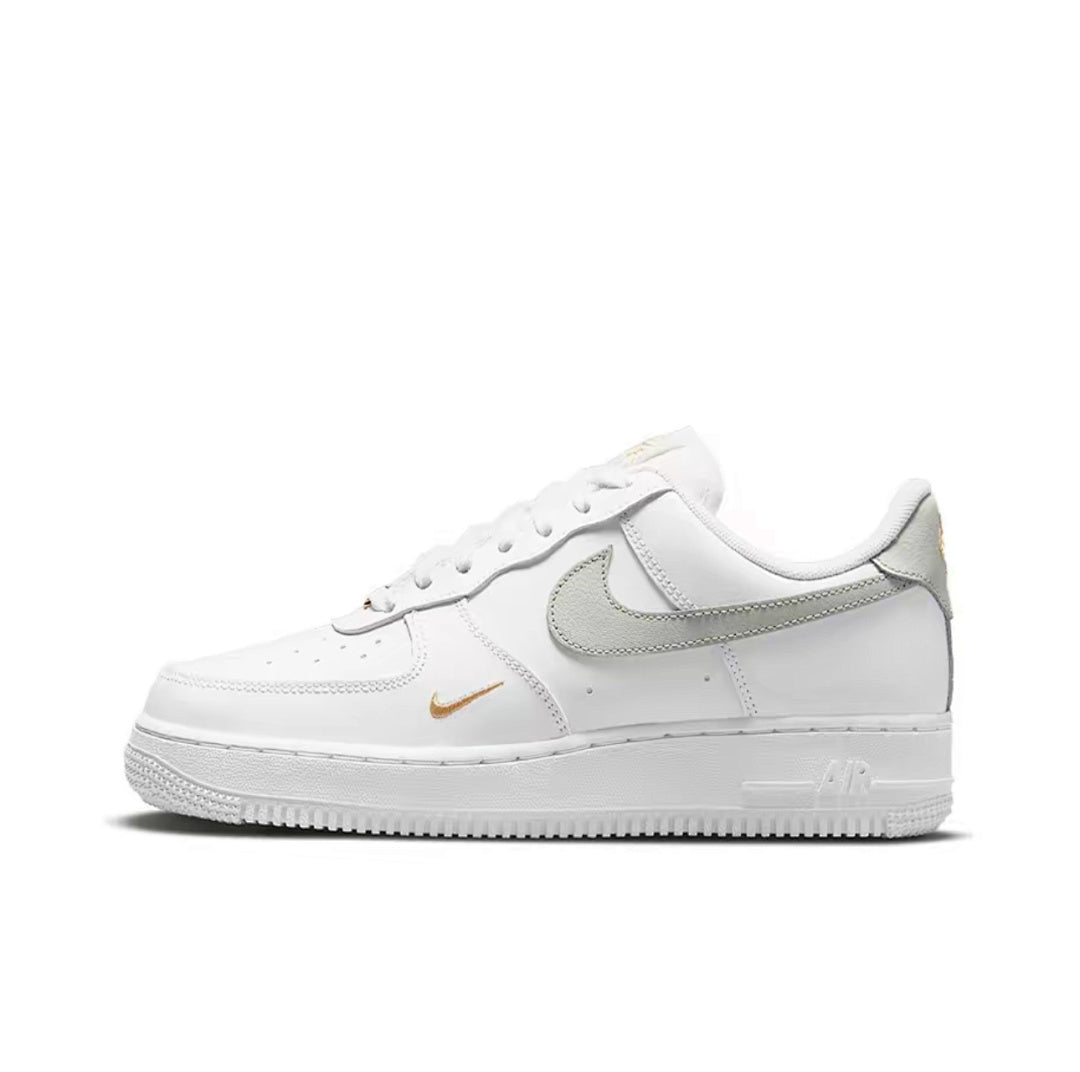 Nike Air Force 1 White Metallic Silver Gold Sneakers