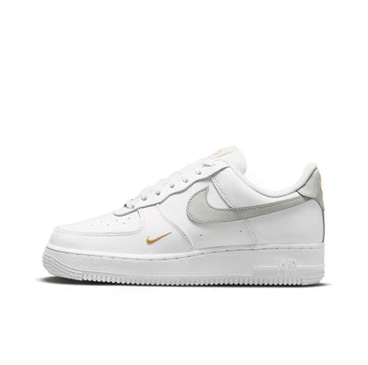 Nike Air Force 1 White Metallic Silver Gold Sneakers