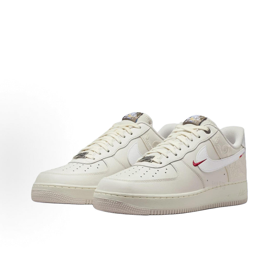 Nike Air Force 1 Dragon Edition Cream Red Sneakers