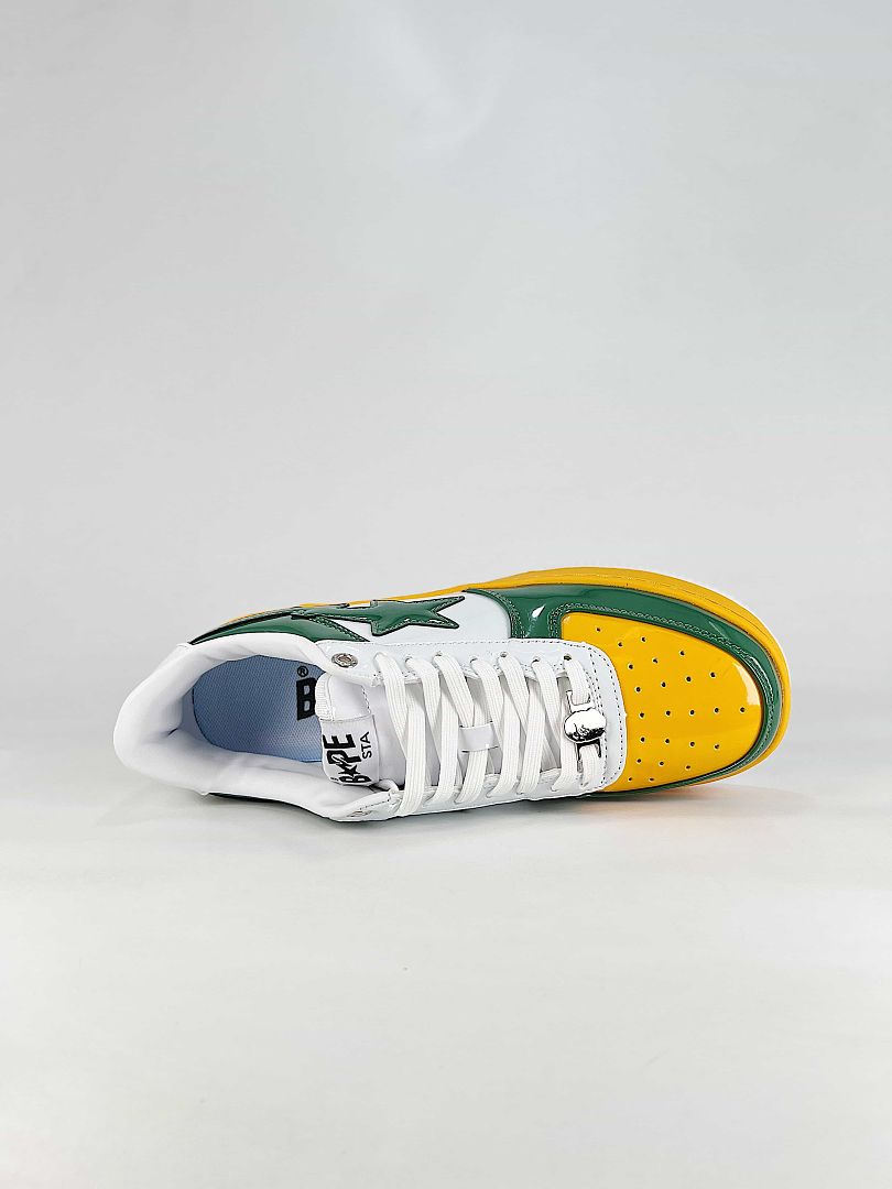 BAPE STA Low Green Yellow White Sneakers