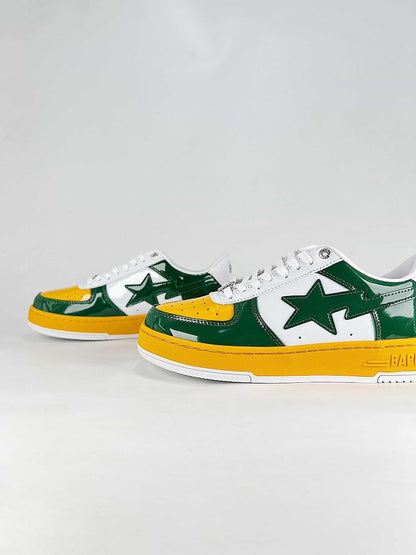 BAPE STA Low Green Yellow White Sneakers