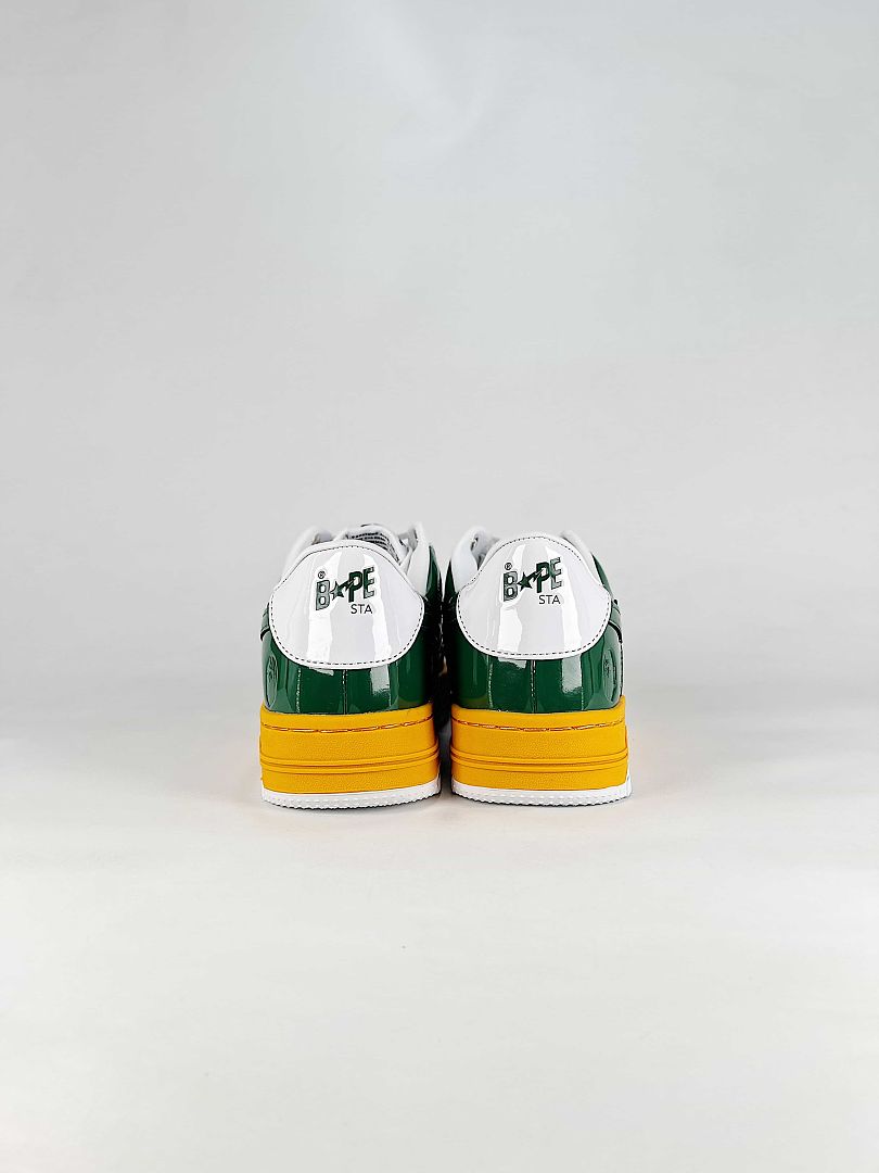 BAPE STA Low Green Yellow White Sneakers