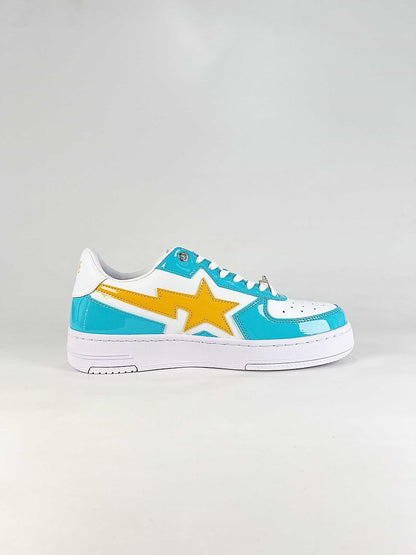 BAPE STA Low White Blue Yellow Sneakers