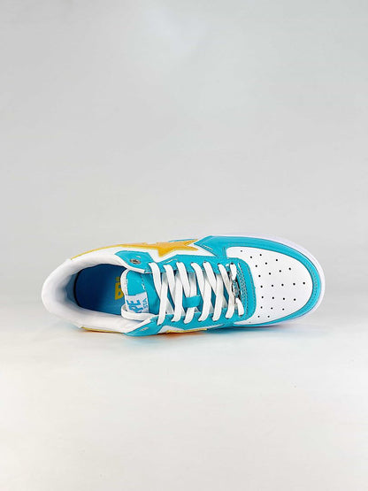 BAPE STA Low White Blue Yellow Sneakers