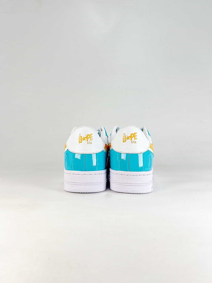 BAPE STA Low White Blue Yellow Sneakers