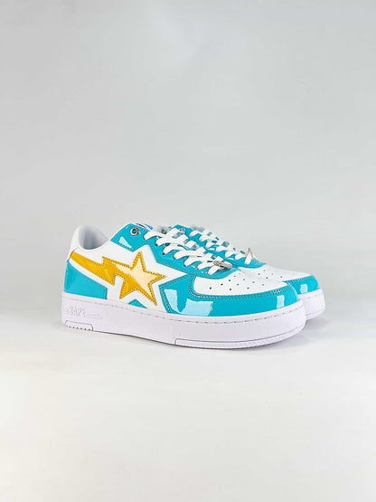 BAPE STA Low White Blue Yellow Sneakers