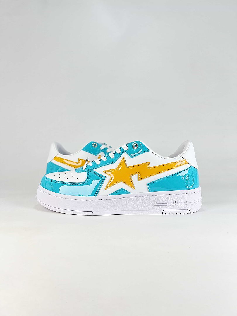 BAPE STA Low White Blue Yellow Sneakers
