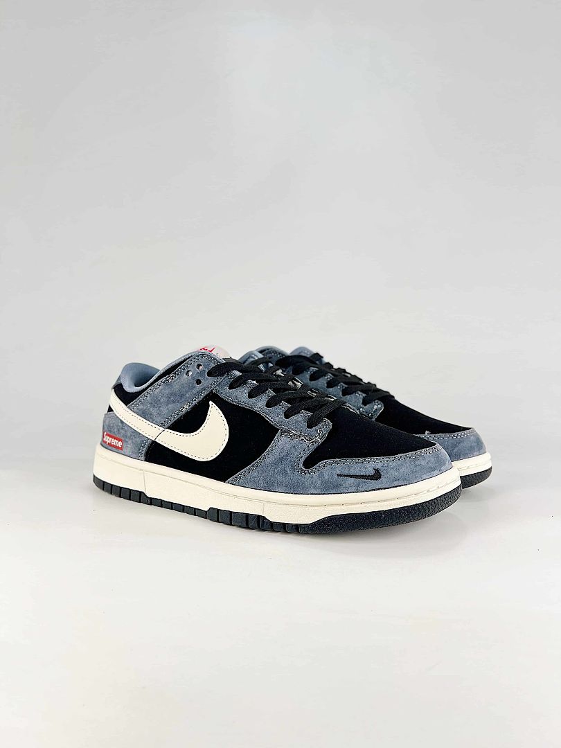 Supreme x Nike SB Dunk Low Black Grey Cream Sneakers