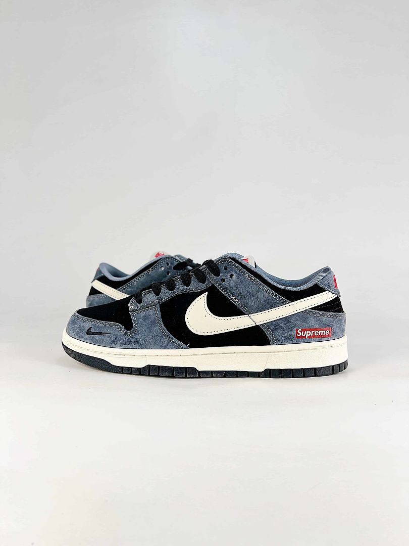 Supreme x Nike SB Dunk Low Black Grey Cream Sneakers