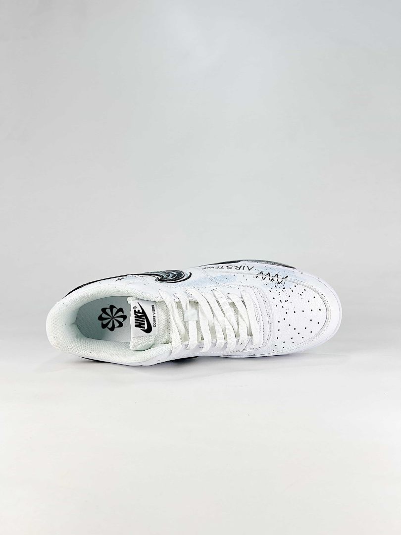 Nike Court Vision Low White Black Graffiti Sneakers