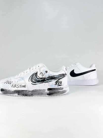 Nike Court Vision Low White Black Graffiti Sneakers