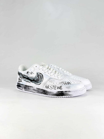 Nike Court Vision Low White Black Graffiti Sneakers