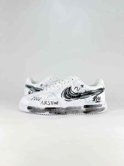 Nike Court Vision Low White Black Graffiti Sneakers