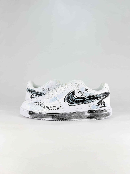 Nike Court Vision Low White Black Graffiti Sneakers