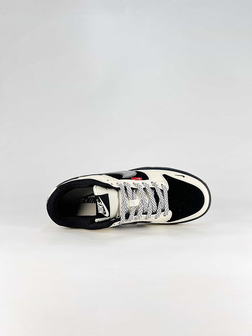 Nike Dunk SB Low DN3168-004 Patterned Swoosh Sneakers White Black Silver