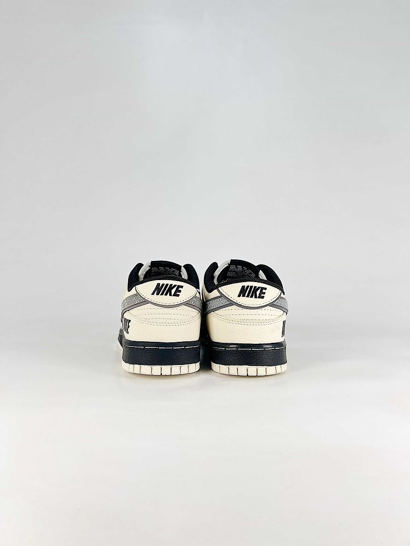 Nike Dunk SB Low DN3168-004 Patterned Swoosh Sneakers White Black Silver