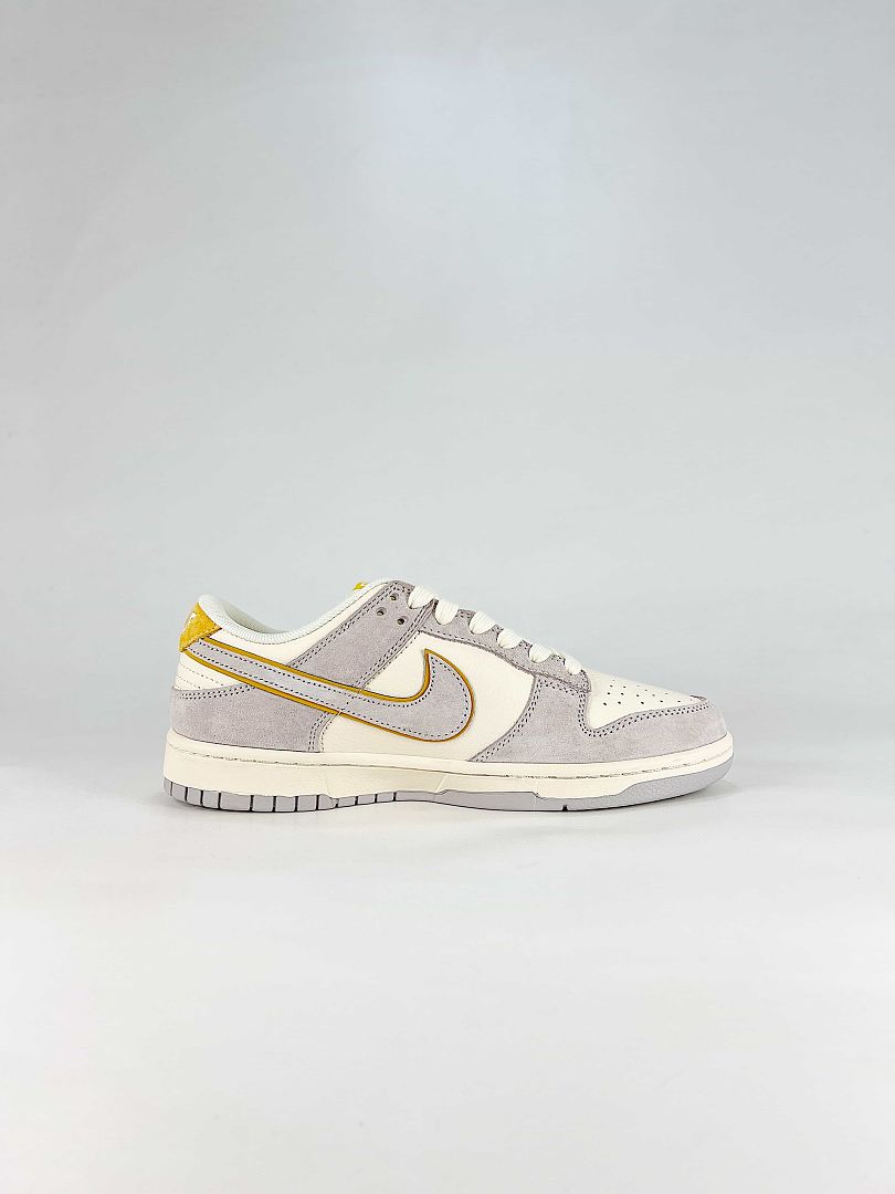 Nike Dunk SB Low DZ1314-021 Contrast Swoosh Sneakers White Gray Yellow