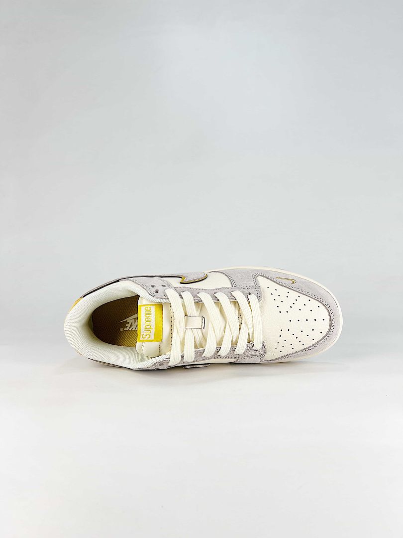 Nike Dunk SB Low DZ1314-021 Contrast Swoosh Sneakers White Gray Yellow