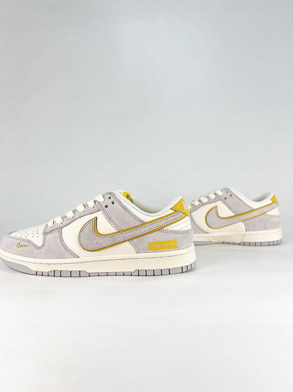 Nike Dunk SB Low DZ1314-021 Contrast Swoosh Sneakers White Gray Yellow