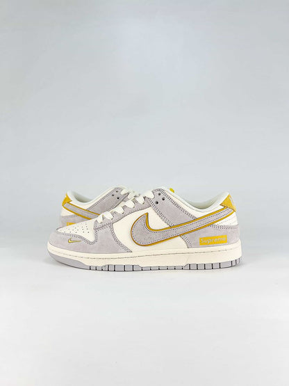 Nike Dunk SB Low DZ1314-021 Contrast Swoosh Sneakers White Gray Yellow