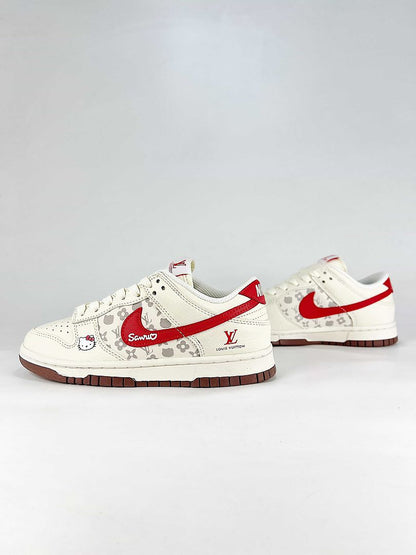 Nike x Louis Vuitton Dunk SB Low HF0391-001 Graphic Detail Sneakers White Red Gray