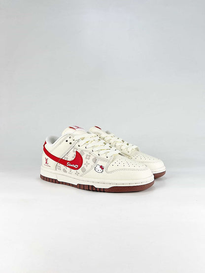 Nike x Louis Vuitton Dunk SB Low HF0391-001 Graphic Detail Sneakers White Red Gray