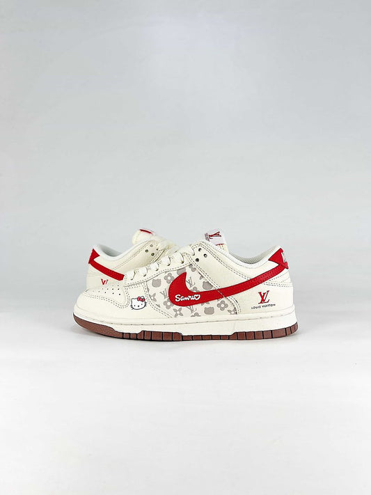 Nike x Louis Vuitton Dunk SB Low HF0391-001 Graphic Detail Sneakers White Red Gray