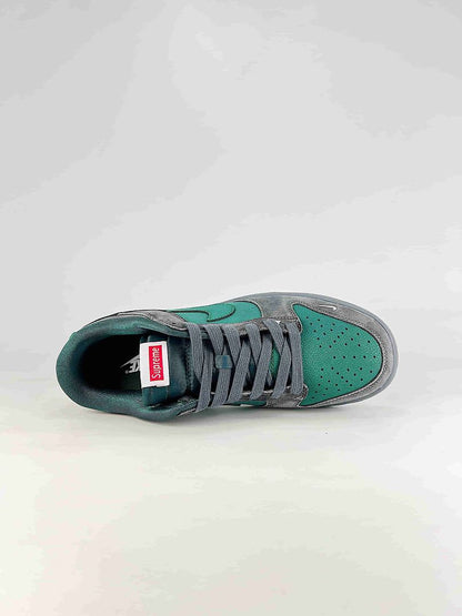 Supreme x Nike SB Dunk Low Green Grey Textured Skate Sneakers