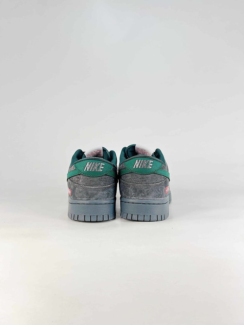 Supreme x Nike SB Dunk Low Green Grey Textured Skate Sneakers