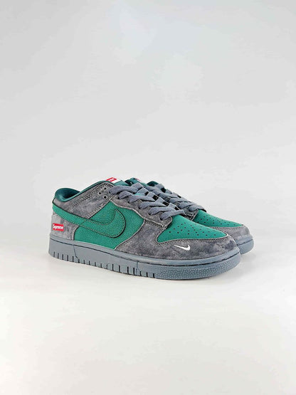 Supreme x Nike SB Dunk Low Green Grey Textured Skate Sneakers
