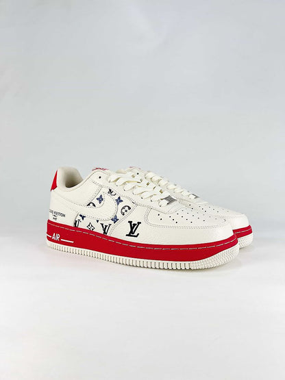 Nike x Louis Vuitton Air Force 1 07 Low BQ4212-100 Monogram Sneakers White Red