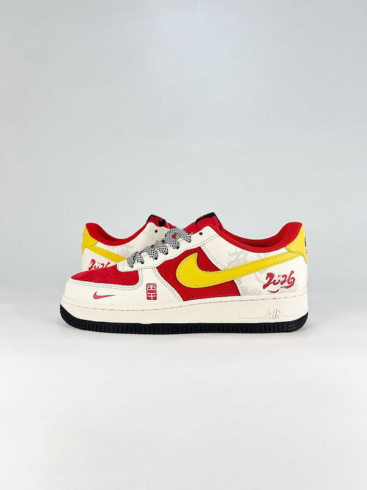 Nike Air Force 1 07 Low CX5050-Y853 Chinese Graphic Detail Sneakers White Red Yellow