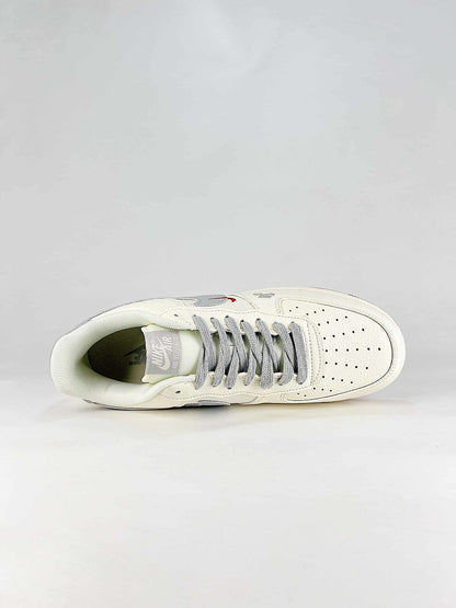 Nike Air Force 1 07 Low DN9688-122 Graphic Logo Detail Sneakers Sail Gray Red Gum