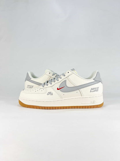 Nike Air Force 1 07 Low DN9688-122 Graphic Logo Detail Sneakers Sail Gray Red Gum