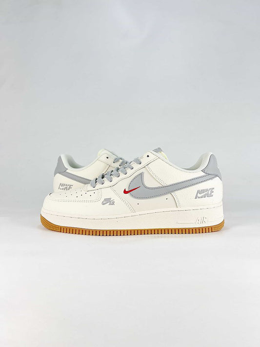 Nike Air Force 1 07 Low DN9688-122 Graphic Logo Detail Sneakers Sail Gray Red Gum