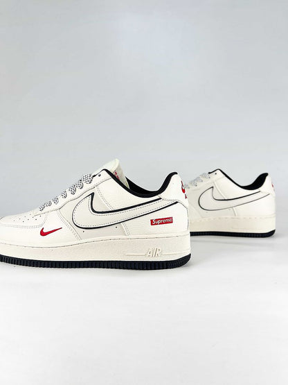 Nike x Supreme Air Force 1 07 Low DN9688-132 Co Branded Sneakers Sail Black Red