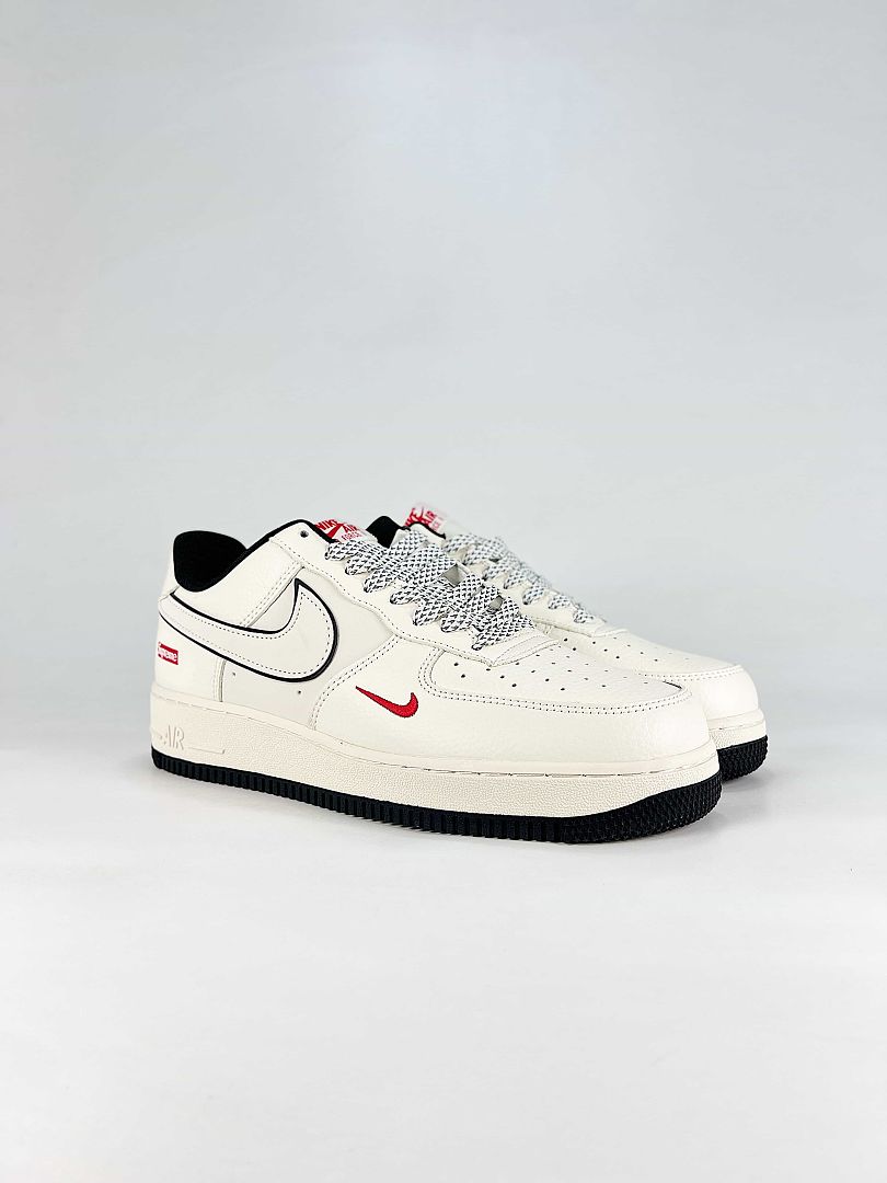 Nike x Supreme Air Force 1 07 Low DN9688-132 Co Branded Sneakers Sail Black Red